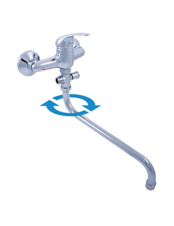 SAZAVA miscelatore vasca a parete con bocca lunga in ottone cromato