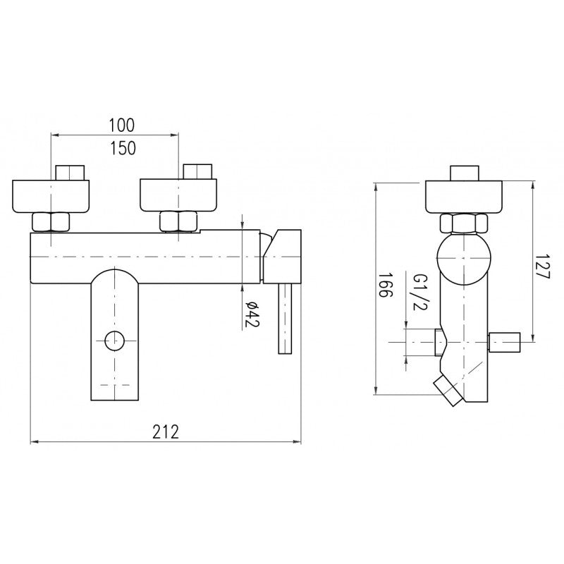 SEINA miscelatore vasca a parete in ottone cromato dorato