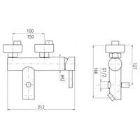 SEINA miscelatore vasca a parete in ottone cromato dorato