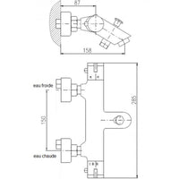 Miscelatore termostatico a parete per vasca in ottone spazzolato dorato