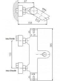 Miscelatore termostatico a parete per vasca in ottone nero opaco