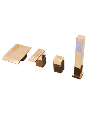 Miscelatore vasca ROYAL con cascata a 4 fori decorato con pietra di ottone cromato