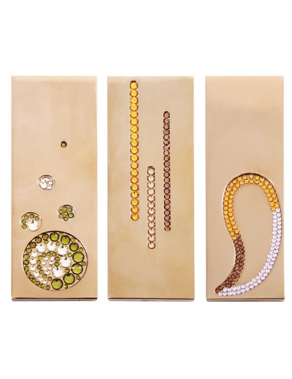 Miscelatore vasca ROYAL con cascata a 4 fori decorato con pietra di ottone placcato oro