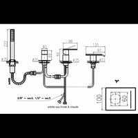 Miscelatore vasca ROYAL con cascata a 4 fori decorato con pietra di ottone cromato