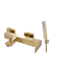 Miscelatore vasca ROYAL in pietra con doccetta in ottone dorato