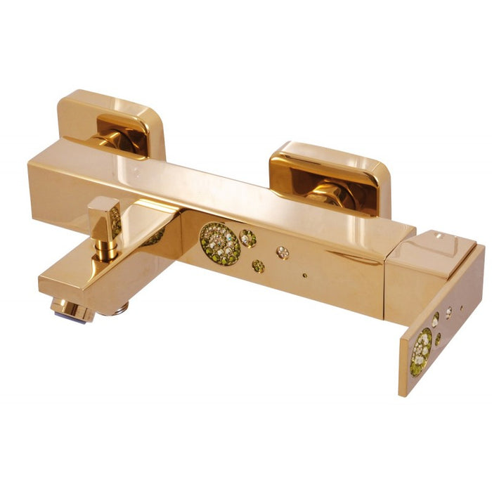 Miscelatore vasca ROYAL in pietra con doccetta in ottone dorato