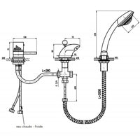 Miscelatore termostatico per vasca con inverter a 3 fori in ottone cromato
