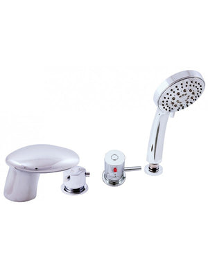Miscelatore termostatico vasca a 4 fori con cascata in ottone cromato