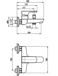 Miscelatore vasca YUKON senza doccetta in ottone cromato