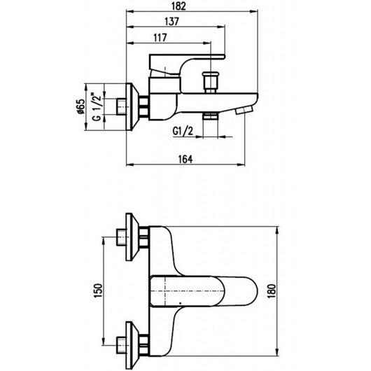 Miscelatore vasca YUKON senza doccetta in ottone placcato oro