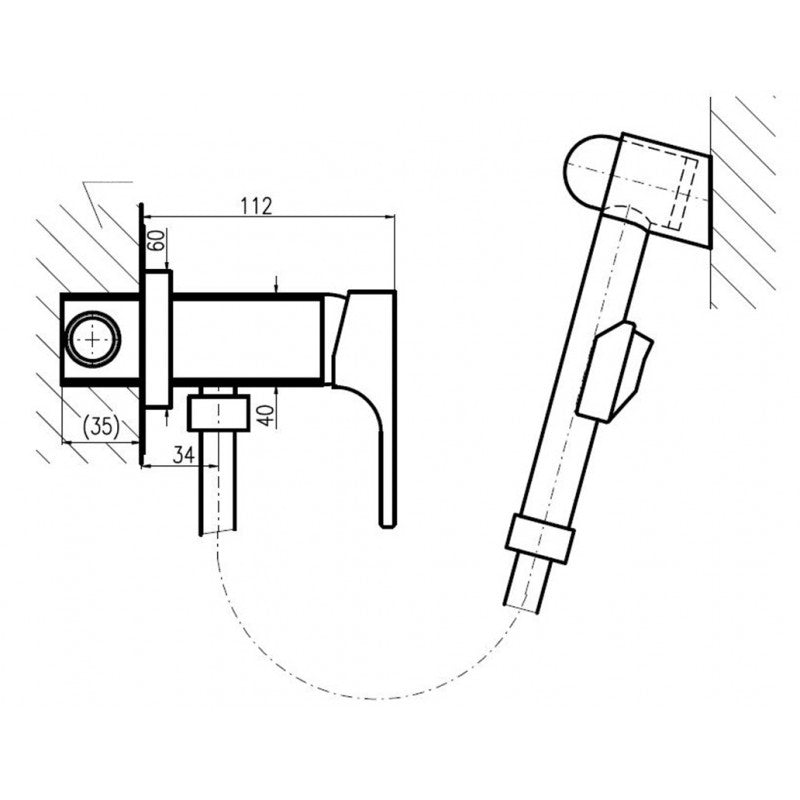 Miscelatore bidet in ottone cromato con doccetta in plastica cromata YUKON