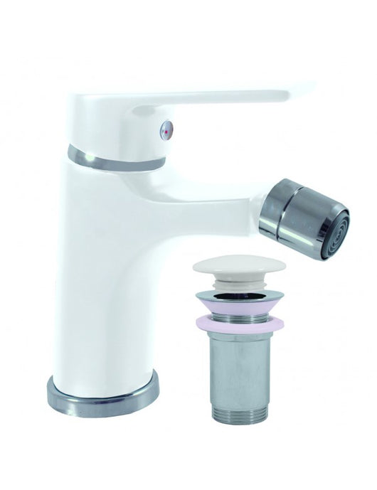 Miscelatore bidet COLORADO in ottone cromato bianco con sifone
