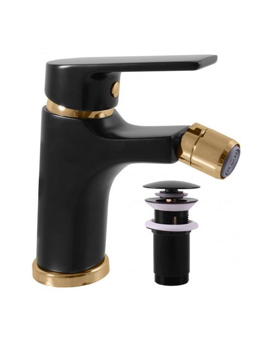 Miscelatore bidet COLORADO in ottone placcato oro nero con sifone