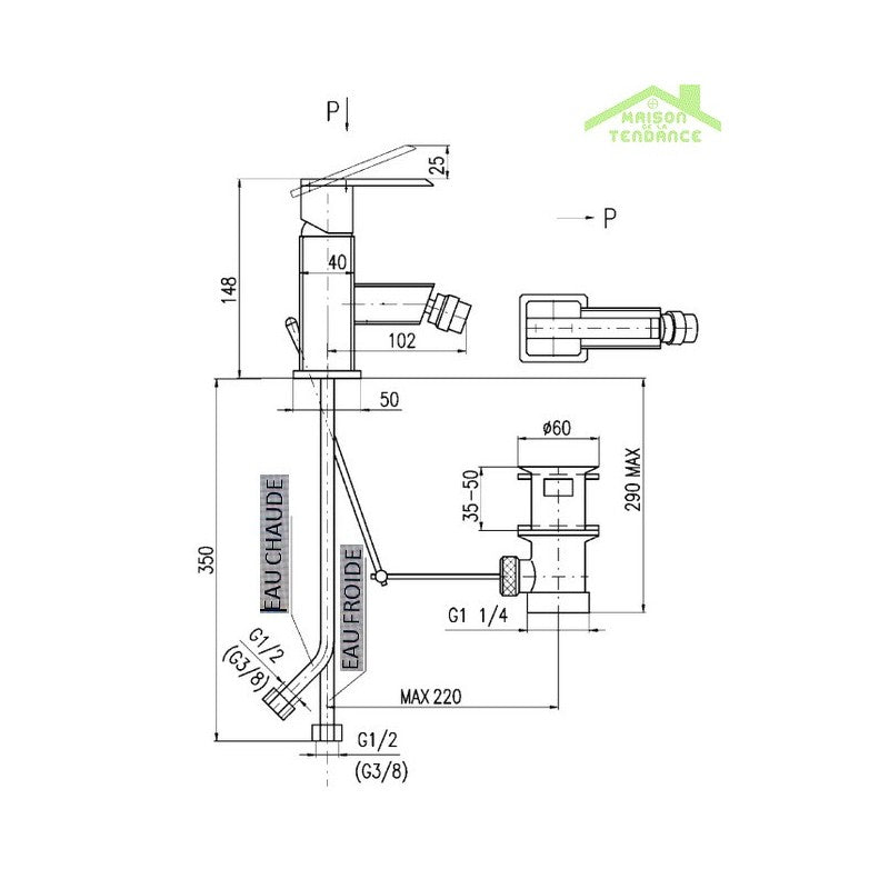 Miscelatore bidet LOIRA cromato