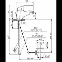 MISSISSIPPI miscelatore bidet con sifone in ottone cromato