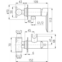 Miscelatore bidet NIL a parete in ottone dorato con battuta doccetta