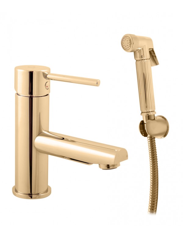 SEINA miscelatore bidet con doccetta in ottone dorato