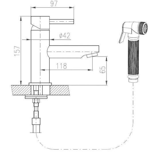 SEINA miscelatore bidet con doccetta in ottone dorato