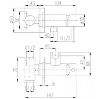 SEINA miscelatore bidet a parete con doccetta in ottone nero opaco