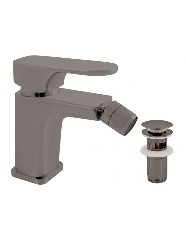 YUKON Miscelatore per bidet in metallo spazzolato in ottone grigio con sifone