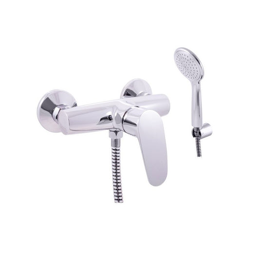 AMUR miscelatore doccia con doccetta di supporto fisso in ottone cromato