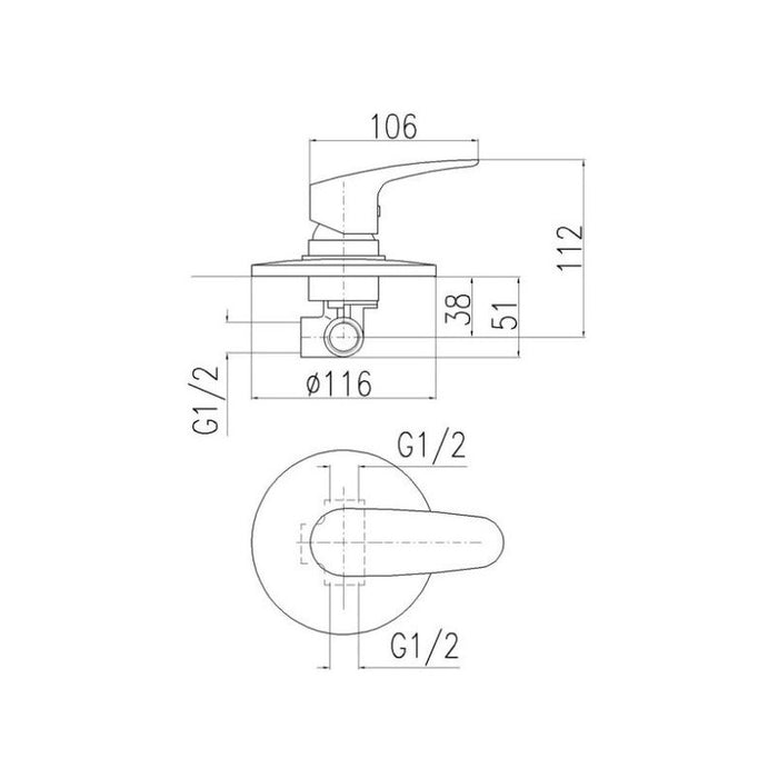 AMUR miscelatore doccia incasso in ottone cromato