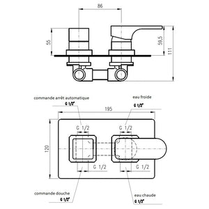 YUKON miscelatore doccia incasso con deviatore in ottone cromato