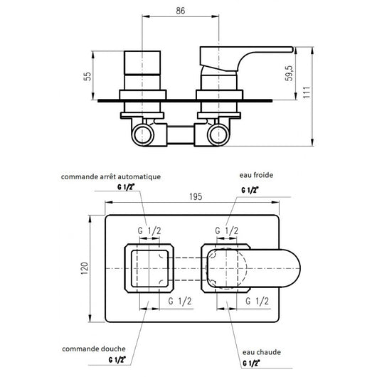YUKON miscelatore doccia incasso con deviatore in ottone cromato