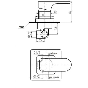 YUKON miscelatore doccia incasso in ottone cromato