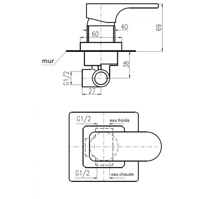 YUKON miscelatore doccia incasso in ottone cromato