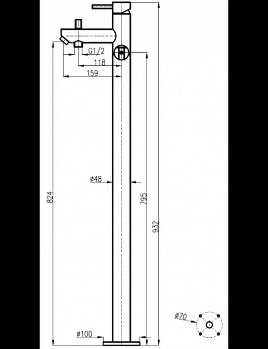 SEINA colonna doccia su colonna con doccetta 93,2 cm cromo
