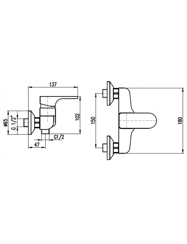 Miscelatore doccia YUKON senza doccetta in ottone cromato