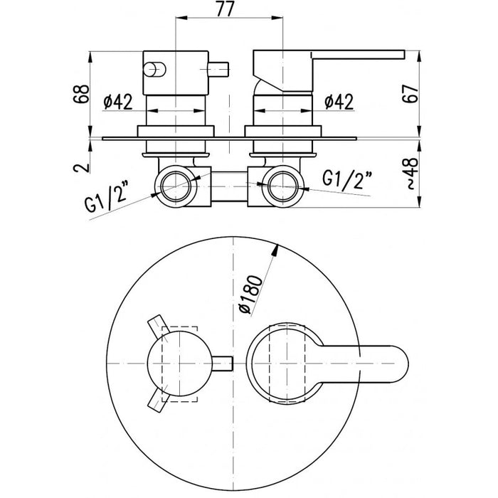 ZAMBEZE miscelatore doccia incasso con interruttore in cromo