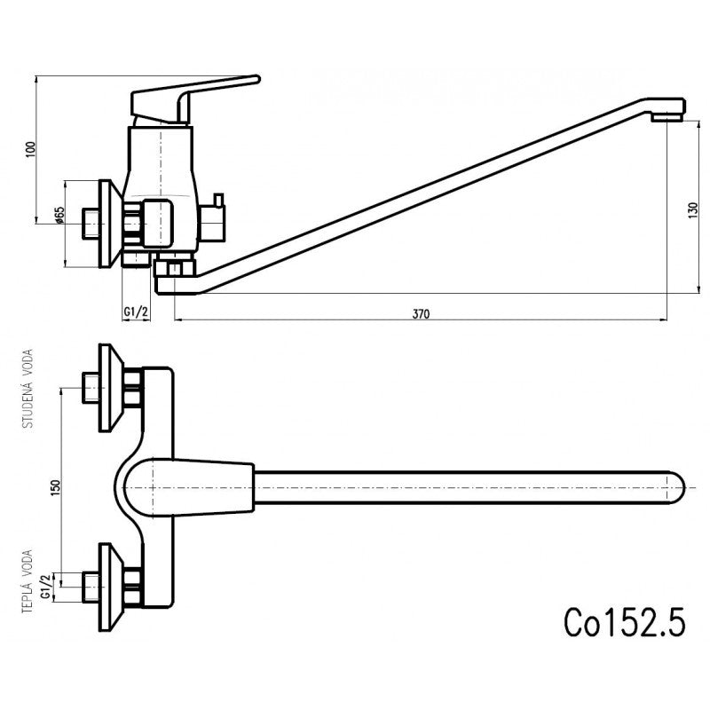 Miscelatore doccia COLORADO in ottone cromato con bocca lunga