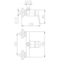 Miscelatore doccia COLORADO in ottone dorato con scarico