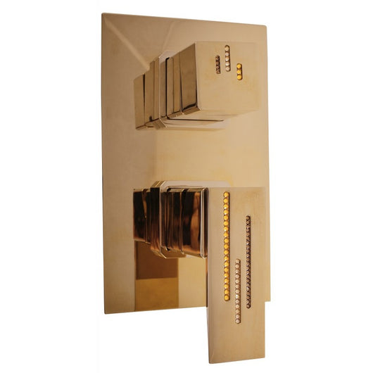 Miscelatore doccia incasso con deviatore ROYAL decorato con pietra in ottone cromato
