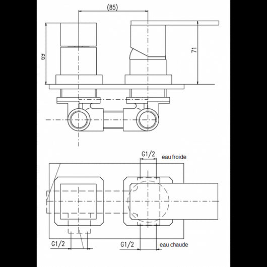 Miscelatore doccia incasso con deviatore ROYAL in pietra ottone placcato oro