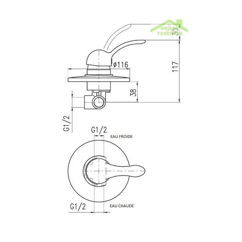 LABE miscelatore doccia incasso in ottone ⌀ 11 cm