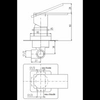 Miscelatore doccia incasso ROYAL con pietra in ottone cromato