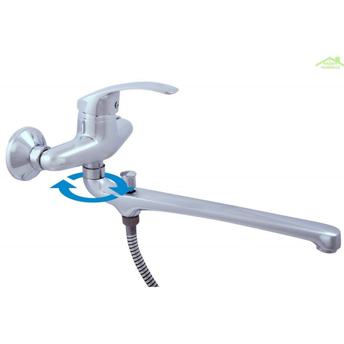 Miscelatore doccia a parete LABE ottone cromato, maniglia in ceramica