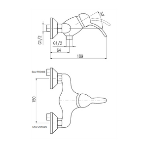 LABE miscelatore doccia a parete in ottone bianco dorato lucido