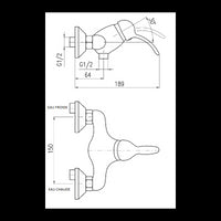 LABE miscelatore doccia a parete in ottone cromato bianco lucido