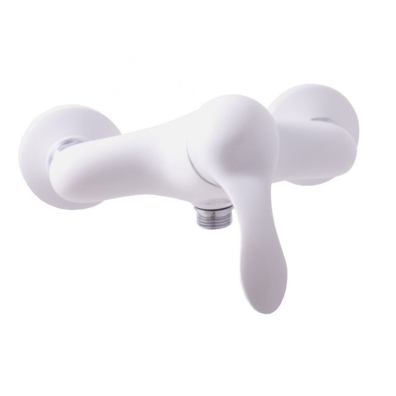 LABE miscelatore doccia a parete in ottone cromato bianco lucido