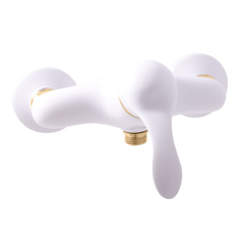 LABE miscelatore doccia a parete in ottone bianco dorato lucido