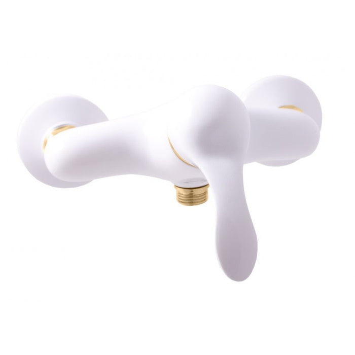 LABE miscelatore doccia a parete in ottone bianco dorato lucido