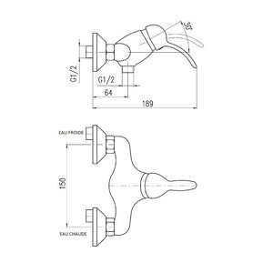 LABE miscelatore doccia a parete in ottone cromato dorato