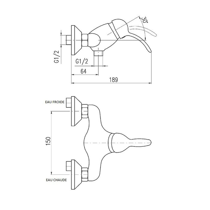 LABE miscelatore doccia a parete in ottone cromato dorato