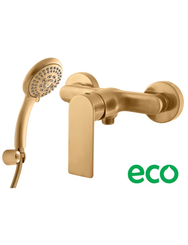 Miscelatore doccia a parete NIL in ottone placcato oro spazzolato con doccetta