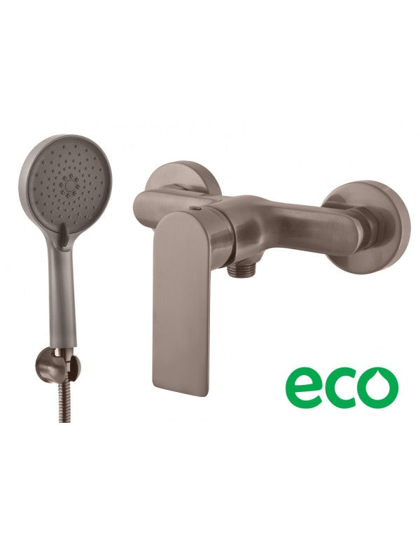 NIL miscelatore doccia a parete in ottone grigio metallo spazzolato con doccetta