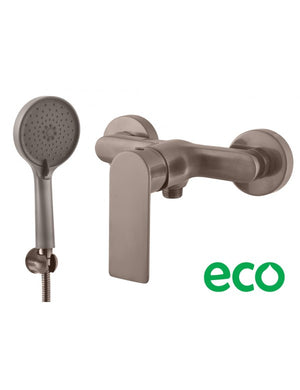 NIL miscelatore doccia a parete in ottone grigio metallo spazzolato con doccetta